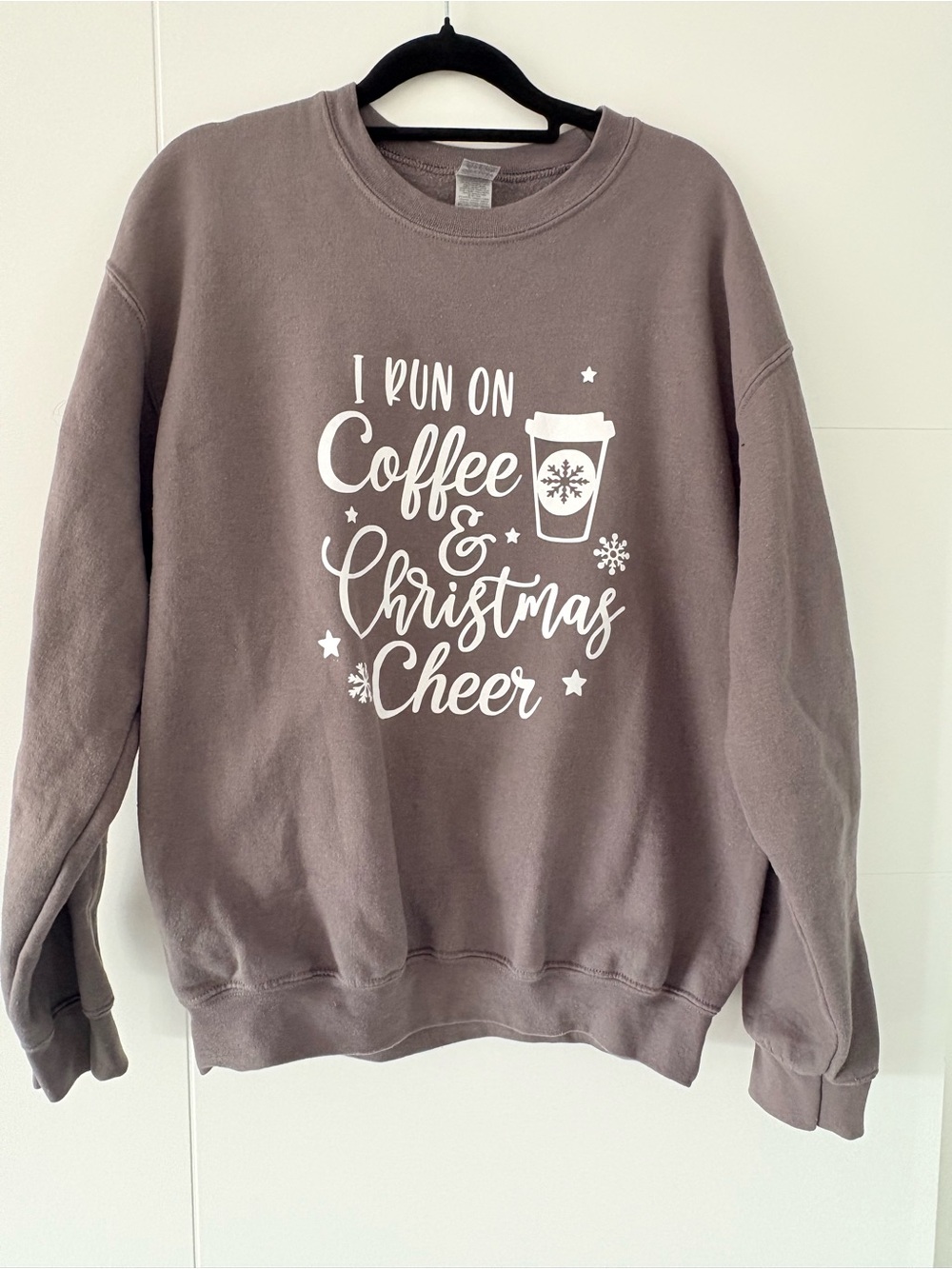 I Run on Coffee & Christmas Cheer Crewneck Sweatshirt - Grey